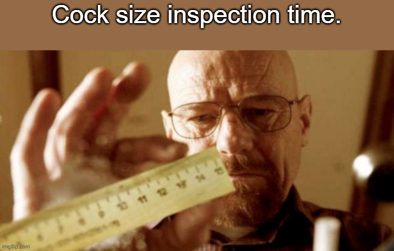 waltuh | Cock size inspection time. | image tagged in breaking bad results | made w/ Imgflip meme maker