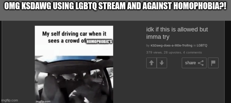 (KSDawg: SHUT UP SHUT UP SHUT UPPPP) (lord: caught on 4k ahaha) | OMG KSDAWG USING LGBTQ STREAM AND AGAINST HOMOPHOBIA?! | made w/ Imgflip meme maker