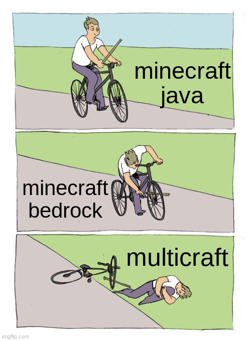 Bike Fall | minecraft java; minecraft bedrock; multicraft | image tagged in memes,bike fall | made w/ Imgflip meme maker