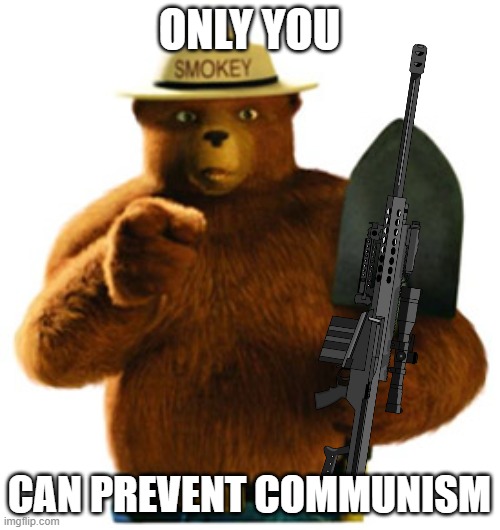 Smokey Bear | ONLY YOU CAN PREVENT COMMUNISM | image tagged in smokey bear | made w/ Imgflip meme maker