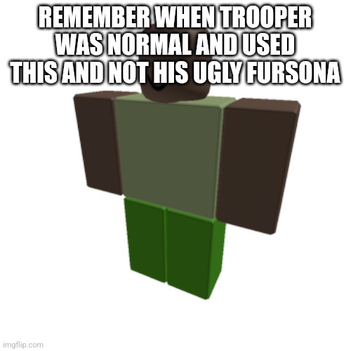 Roblox oc | REMEMBER WHEN TROOPER WAS NORMAL AND USED THIS AND NOT HIS UGLY FURSONA | image tagged in roblox oc | made w/ Imgflip meme maker