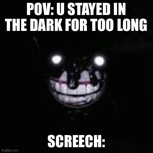 When the darkness is real | POV: U STAYED IN THE DARK FOR TOO LONG; SCREECH: | image tagged in memes | made w/ Imgflip meme maker