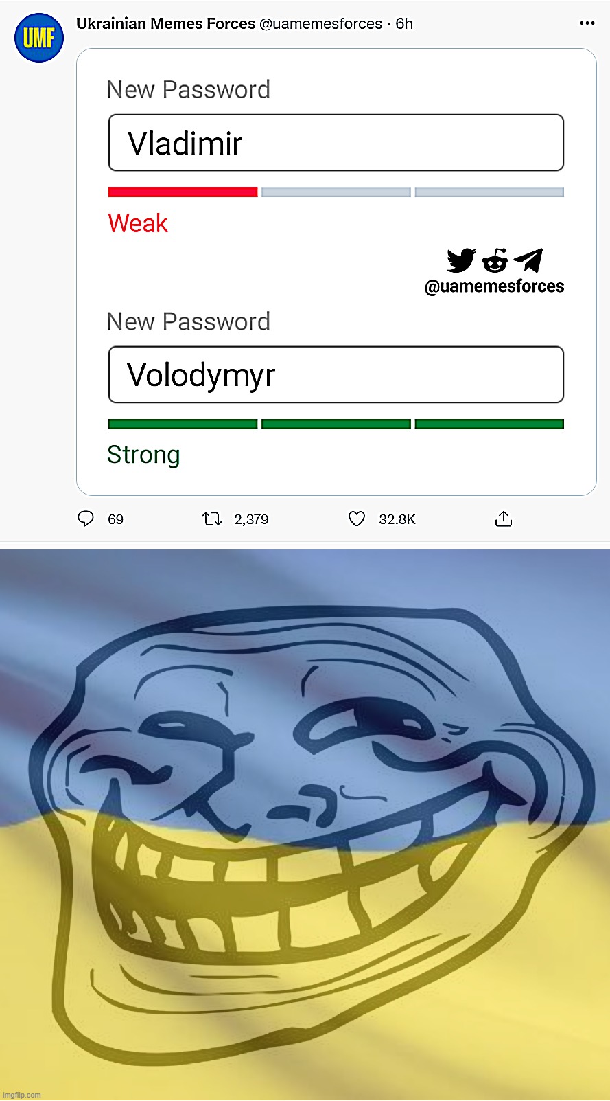 Gottem! | image tagged in vladimir vs volodymyr,trollface | made w/ Imgflip meme maker