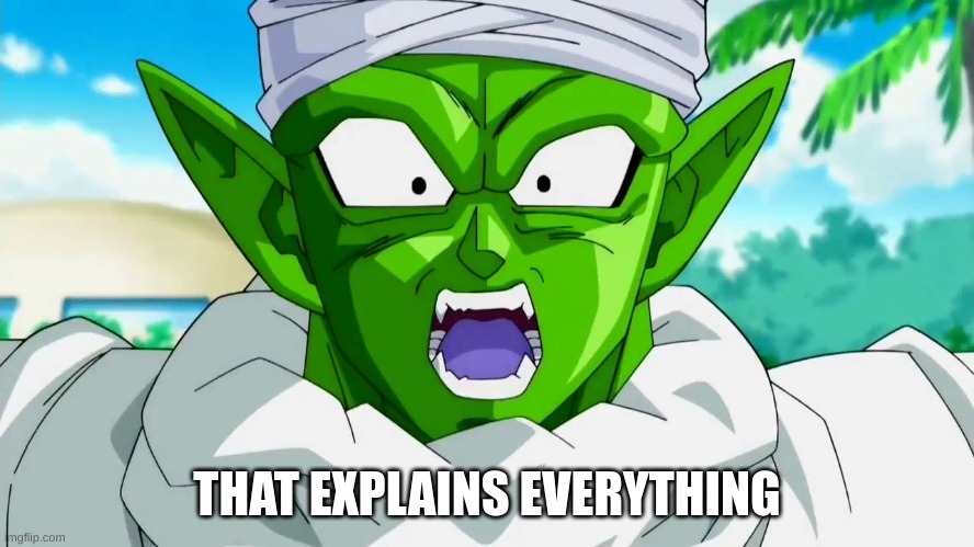 Piccolo That Explains Everything | THAT EXPLAINS EVERYTHING | image tagged in piccolo that explains everything | made w/ Imgflip meme maker