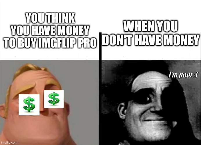 Teacher's Copy | YOU THINK YOU HAVE MONEY TO BUY IMGFLIP PRO; WHEN YOU DON'T HAVE MONEY; I’m poor :( | image tagged in teacher's copy | made w/ Imgflip meme maker