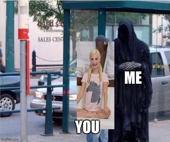 Excuse me | ME; YOU | image tagged in grim reaper,black,big,tiny,destroy,kill | made w/ Imgflip meme maker