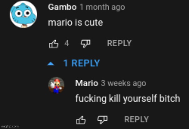 gumball x mario: pedophilia/zoophilia | image tagged in memes,funny,comments,gumball,mario,no context | made w/ Imgflip meme maker