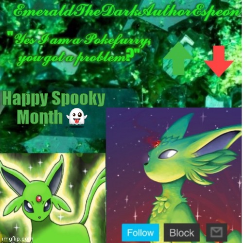 Emerald's Announce Temp | Happy Spooky Month 👻 | image tagged in emerald's announce temp | made w/ Imgflip meme maker