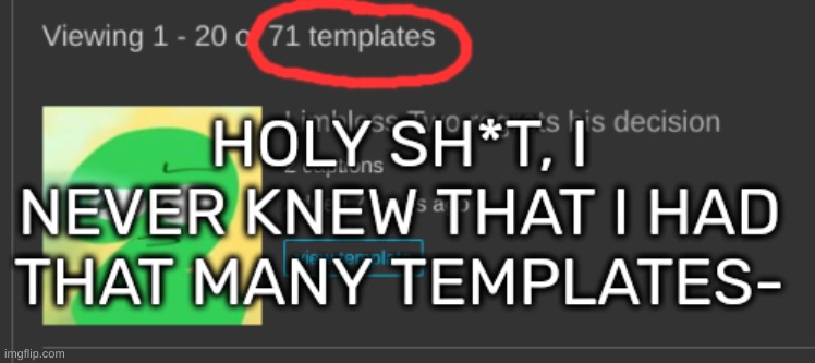 [Like, god dang-] | HOLY SH*T, I NEVER KNEW I HAD THAT MANY TEMPLATES- | image tagged in idk,stuff,s o u p,carck | made w/ Imgflip meme maker