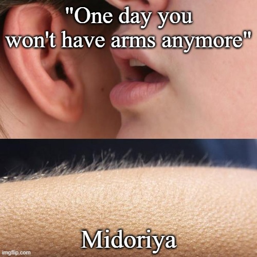 54 | "One day you won't have arms anymore"; Midoriya | image tagged in whisper and goosebumps,mha | made w/ Imgflip meme maker
