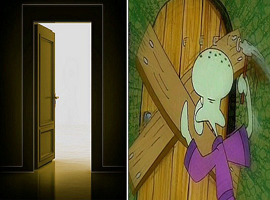 Squidward door Blank Meme Template