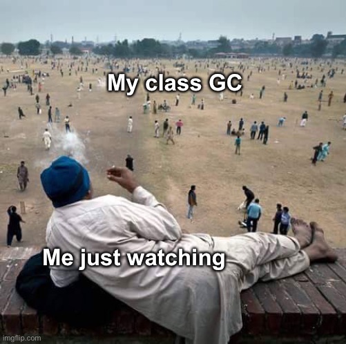 others are doing things while you're watching them | My class GC; Me just watching | image tagged in others are doing things while you're watching them | made w/ Imgflip meme maker