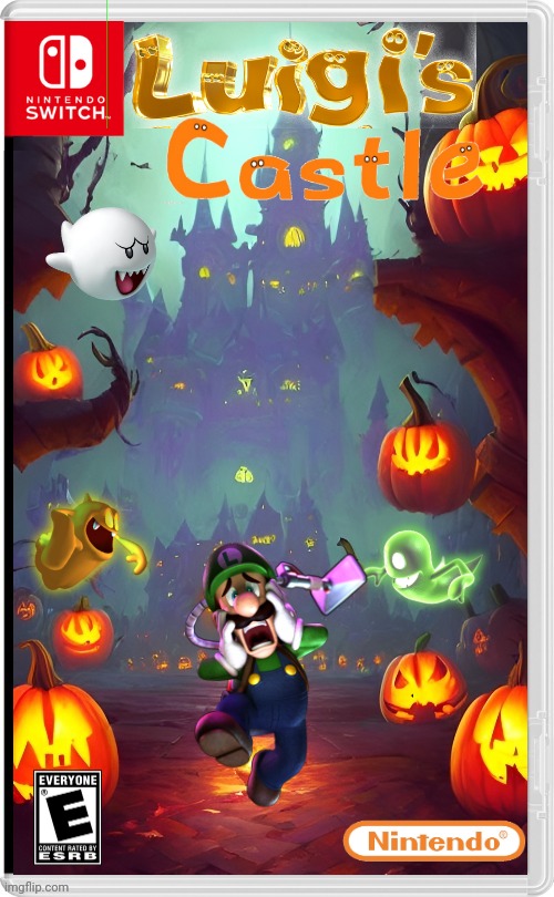 NOW LUIGI HAS A HAUNTED CASTLE | image tagged in luigi,boo,haunted house,castle,luigi's mansion,fake switch games | made w/ Imgflip meme maker