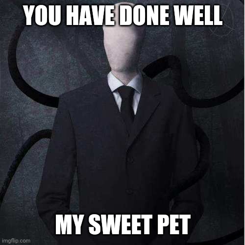 Slenderman Meme | YOU HAVE DONE WELL MY SWEET PET | image tagged in memes,slenderman | made w/ Imgflip meme maker