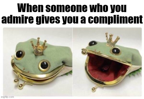 When someone who you admire gives you a compliment | image tagged in compliment | made w/ Imgflip meme maker