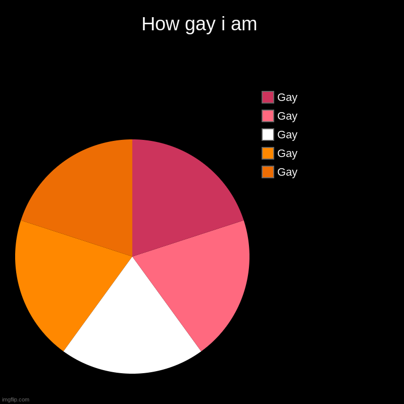 im gay | How gay i am | Gay, Gay, Gay, Gay, Gay | image tagged in charts,pie charts,lesbian | made w/ Imgflip chart maker
