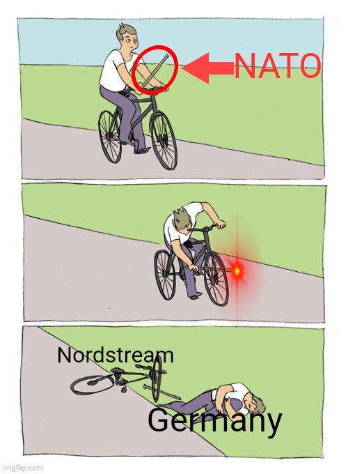 With allies like NATO, who needs enemies? | NATO; Nordstream; Germany | image tagged in memes,bike fall | made w/ Imgflip meme maker