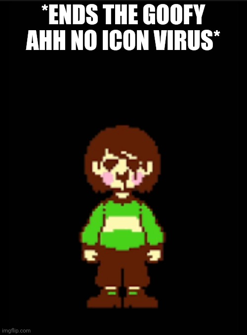 -Chara_TGM- template | *ENDS THE GOOFY AHH NO ICON VIRUS* | image tagged in -chara_tgm- template | made w/ Imgflip meme maker