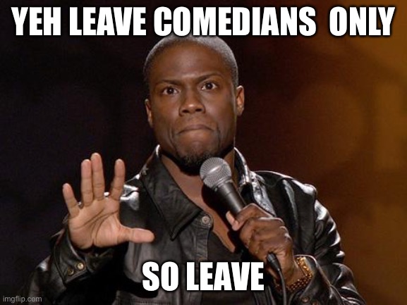 kevin hart | YEH LEAVE COMEDIANS  ONLY; SO LEAVE | image tagged in kevin hart | made w/ Imgflip meme maker