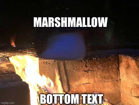 I took this photo while camping |  MARSHMALLOW; BOTTOM TEXT | image tagged in marshmallow | made w/ Imgflip meme maker