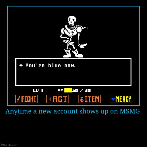 Blue | image tagged in funny,demotivationals,blue,undertale,papyrus | made w/ Imgflip demotivational maker