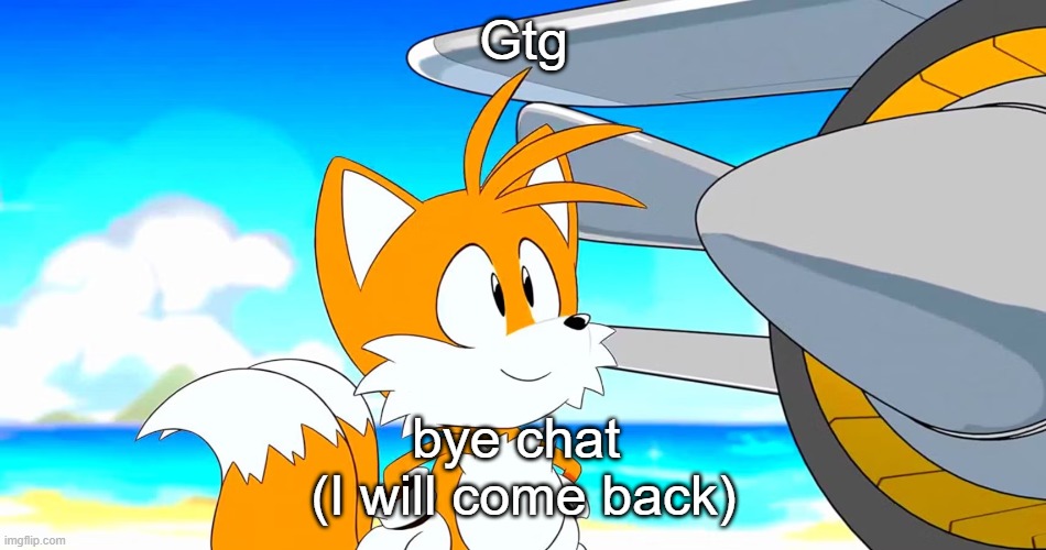 Lol, I'm not leaving imgflip | Gtg; bye chat 
(I will come back) | image tagged in tails | made w/ Imgflip meme maker