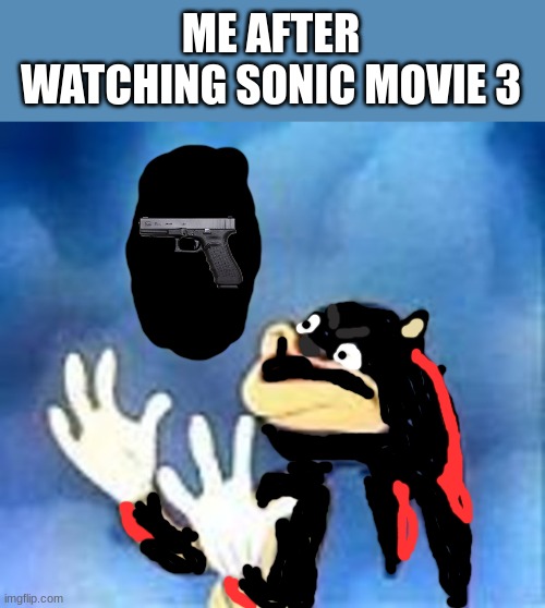 sonic movie 3 shitpost | ME AFTER WATCHING SONIC MOVIE 3 | image tagged in derp sonic | made w/ Imgflip meme maker