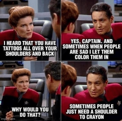 No wonder they were lost | image tagged in star trek voyager,you're joking,please don't call me shirley,bad pun,lost in space | made w/ Imgflip meme maker