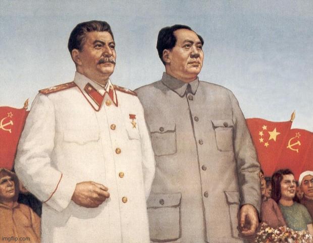 Traditional communism and modern communism | image tagged in stalin and mao | made w/ Imgflip meme maker