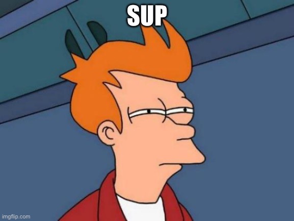 Morning chat | SUP | image tagged in memes,futurama fry | made w/ Imgflip meme maker