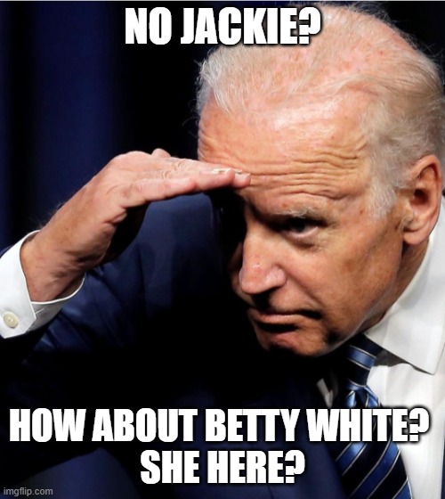 Democratic leader, Diapers Magoo. | NO JACKIE? HOW ABOUT BETTY WHITE? 
SHE HERE? | image tagged in joe biden,democrats,liberals,woke,incompetent,dementia | made w/ Imgflip meme maker