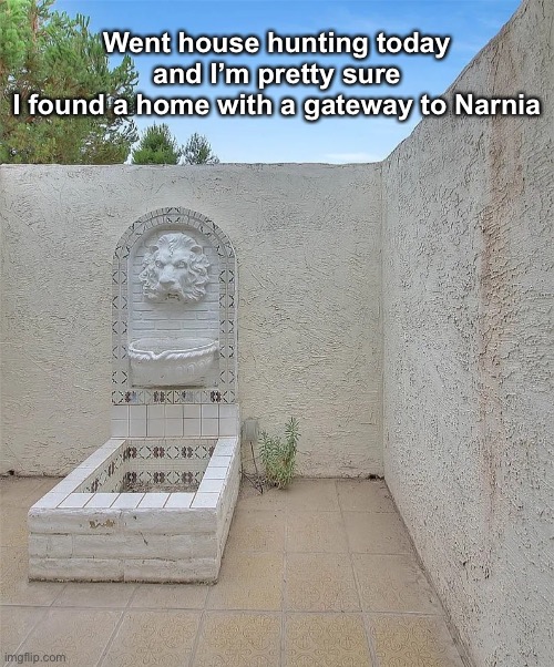 Money Well Spent | Went house hunting today
and I’m pretty sure
I found a home with a gateway to Narnia | image tagged in funny memes,narnia,if you put your home on the market at least get rid of the weeds,i mean really | made w/ Imgflip meme maker