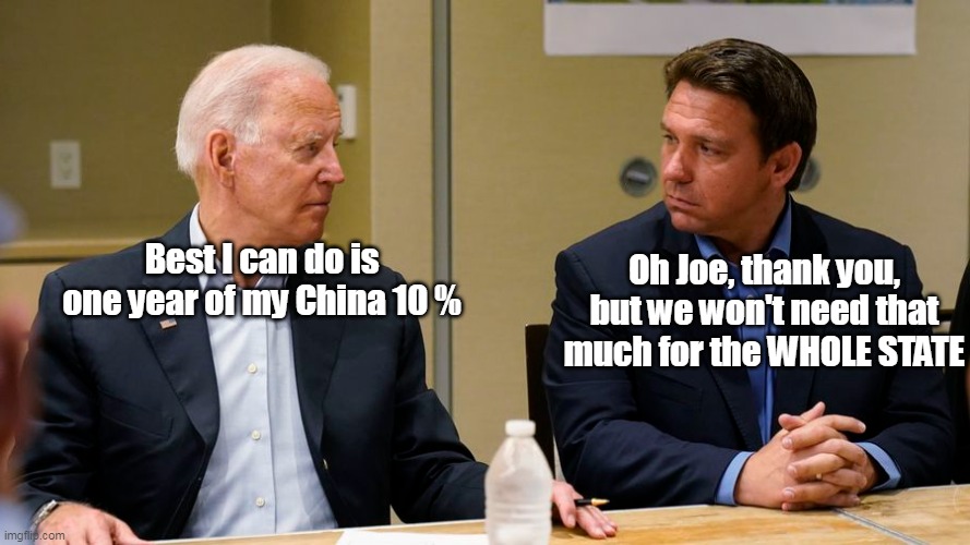 Best I can do is one year of my China 10 % Oh Joe, thank you, but we won't need that much for the WHOLE STATE | made w/ Imgflip meme maker