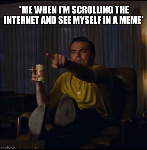 See Myself In A Meme | *ME WHEN I’M SCROLLING THE INTERNET AND SEE MYSELF IN A MEME* | image tagged in leonardo dicaprio pointing,scrolling the internet,see myself in a meme,me,funny memes | made w/ Imgflip meme maker