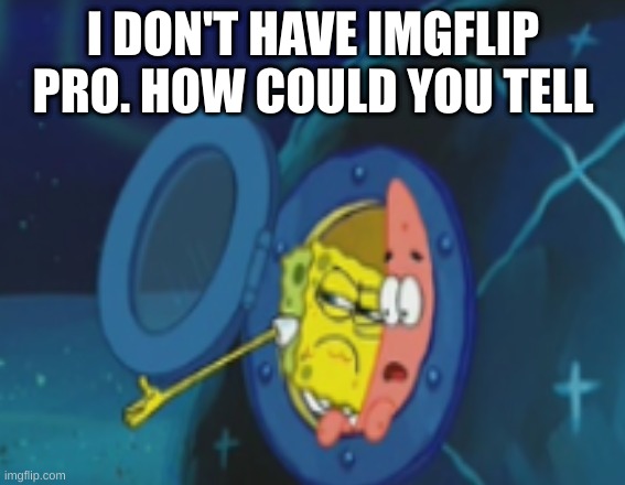 I DON'T HAVE IMGFLIP PRO. HOW COULD YOU TELL | image tagged in spongebob diapers meme | made w/ Imgflip meme maker