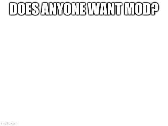 Mos | DOES ANYONE WANT MOD? | image tagged in blank white template | made w/ Imgflip meme maker