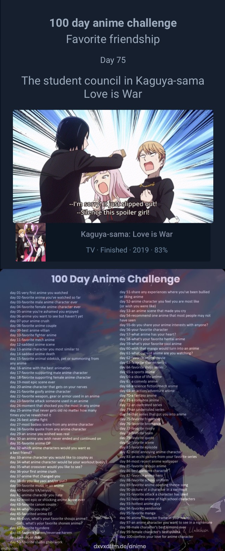 image tagged in 100 day anime challenge | made w/ Imgflip meme maker