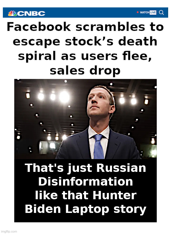 Can We Believe CNBC, This Time? | image tagged in mark zuckerberg,facebook,hunter biden,laptop,russian disinformation,fbi | made w/ Imgflip meme maker
