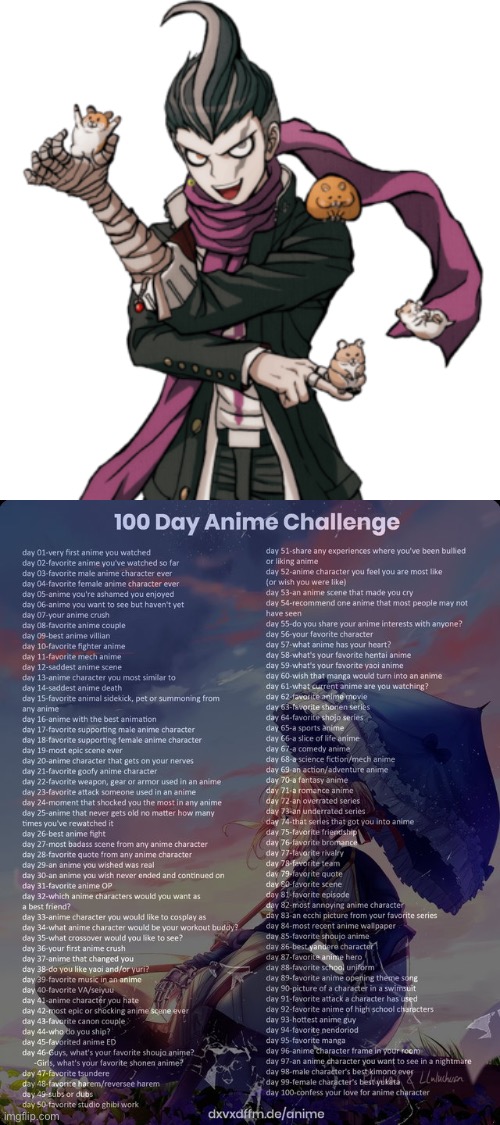 (Day 7) He’s so nice and he has hamsters what else do you need | image tagged in 100 day anime challenge | made w/ Imgflip meme maker
