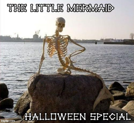 Spooky Mermaid | image tagged in mermaid,skeleton | made w/ Imgflip meme maker