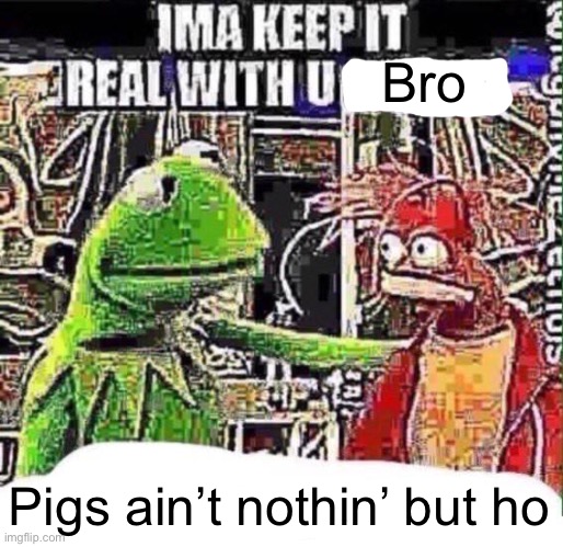 Bro | Bro; Pigs ain’t nothin’ but ho | image tagged in imma keep it real with u _,bro | made w/ Imgflip meme maker