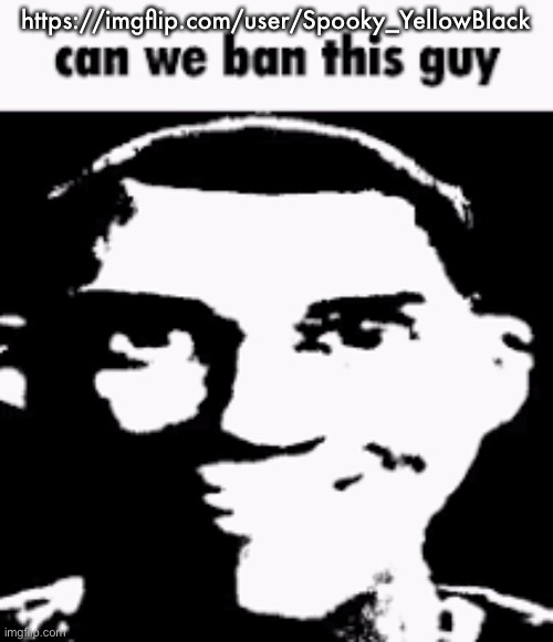 Can we ban this guy | https://imgflip.com/user/Spooky_YellowBlack | image tagged in can we ban this guy | made w/ Imgflip meme maker