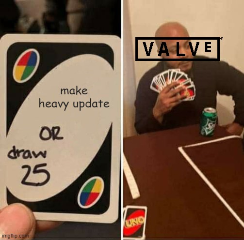 Valve's Crisis | make heavy update | image tagged in tf2 | made w/ Imgflip meme maker