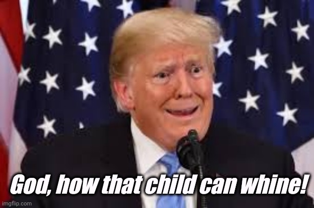 Endless projection | God, how that child can whine! | image tagged in trump fear tears dilated,trump,child,whine,whiners,baby | made w/ Imgflip meme maker