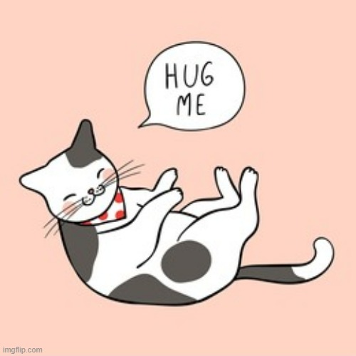 A Cat's Way Of Thinking | image tagged in memes,comics,cats,hug,me,happy | made w/ Imgflip meme maker