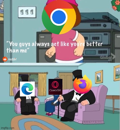 I wonder what web browser is the best now. | image tagged in you guys always act like you're better than me,memes,web browser,google chrome,firefox,funny | made w/ Imgflip meme maker