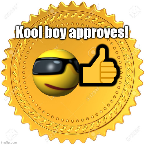 Seal of Approval  -  | Kool boy approves! ? | image tagged in seal of approval - | made w/ Imgflip meme maker