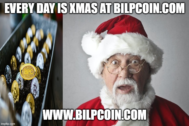 EVERY DAY IS XMAS AT BILPCOIN.COM; WWW.BILPCOIN.COM | made w/ Imgflip meme maker