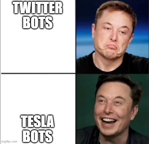 Twitter v Tesla | TWITTER BOTS; TESLA BOTS | image tagged in elon approves | made w/ Imgflip meme maker