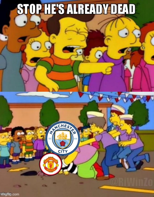 Manchester Derby | @RiWinZo | image tagged in manchester united,football meme | made w/ Imgflip meme maker